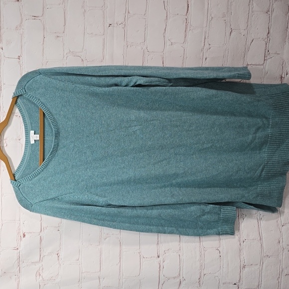 J. Jill Sweaters - J.Jill Light Green Scoop Neck Long Side Slit Sweater Womens Size 2x